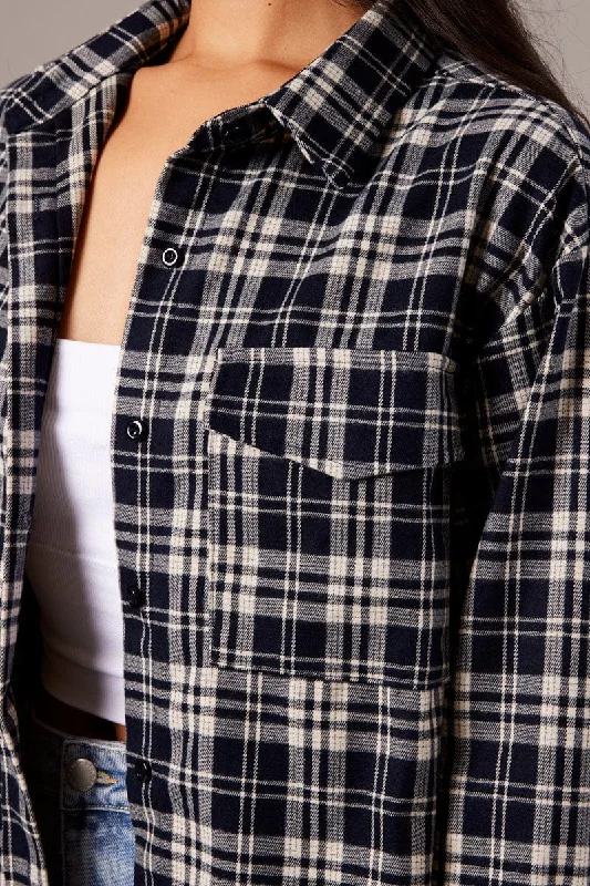 Blue Check Relaxed Shirt Long Sleeve