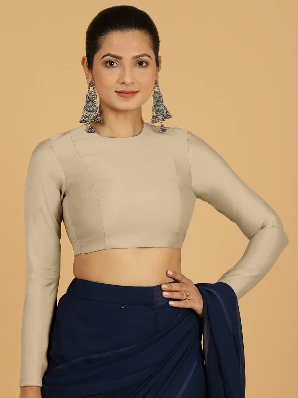 Jaya x Rozaana |  Saree Blouse in Oyster Grey