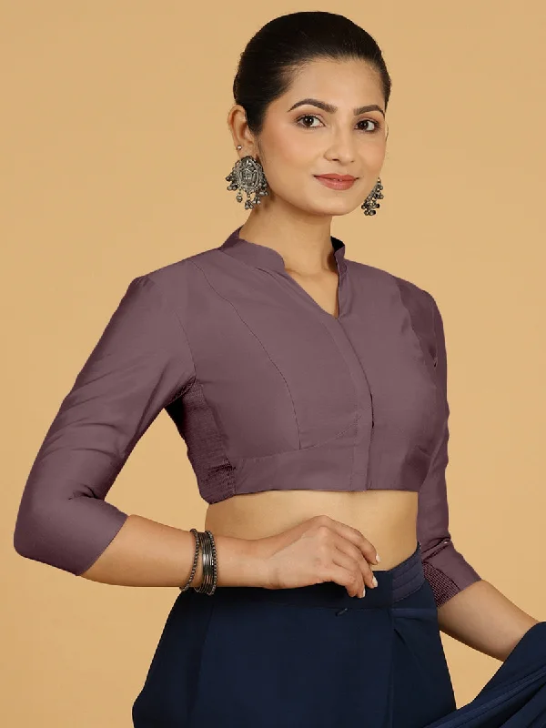 Maya x Rozaana | Three Quarter Sleeves Saree Blouse in Purple Mauve