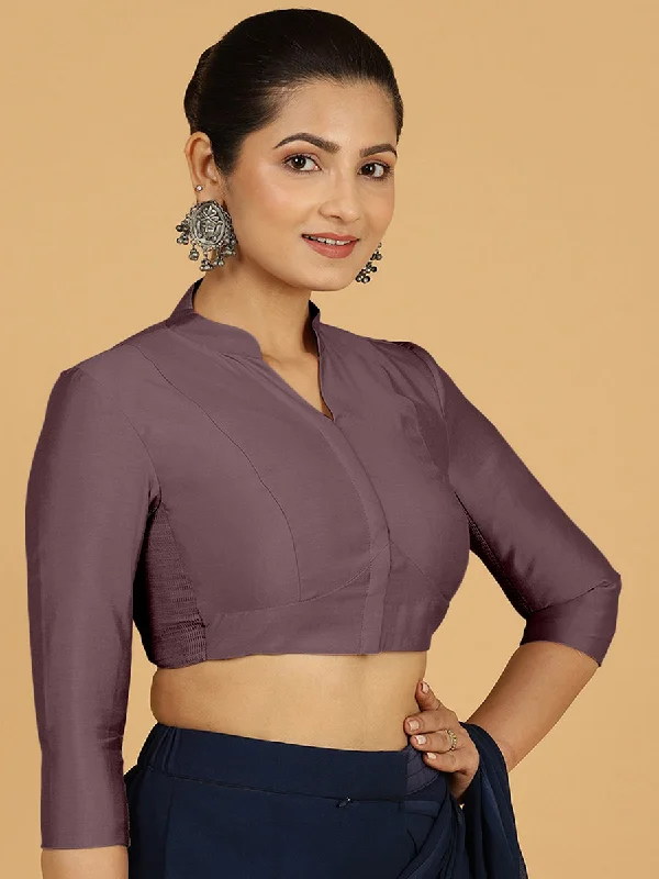 Maya x Rozaana | Three Quarter Sleeves Saree Blouse in Purple Mauve