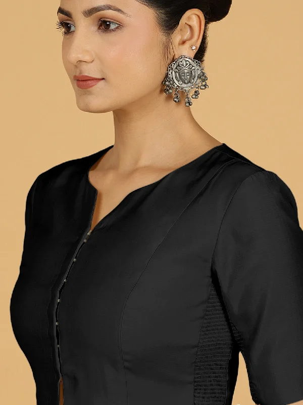 Rekha x Rozaana | Long Saree Blouse in Raven Black