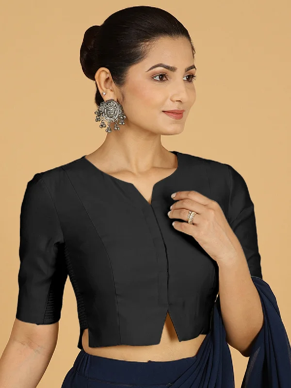 Rekha x Rozaana | Long Saree Blouse in Raven Black