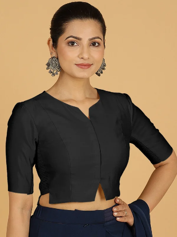 Rekha x Rozaana | Long Saree Blouse in Raven Black