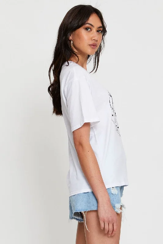 White Graphic T Shirt Short Sleeve