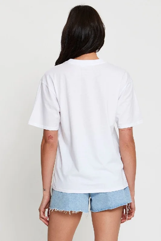 White Graphic T Shirt Short Sleeve