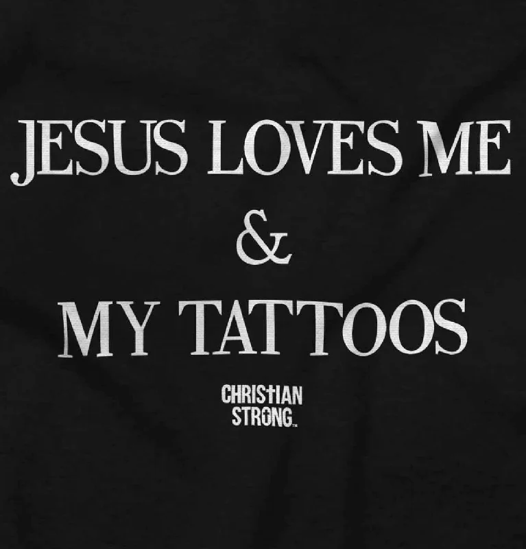 Jesus Loves My Tattoos Junior Fit V-Neck T-Shirt