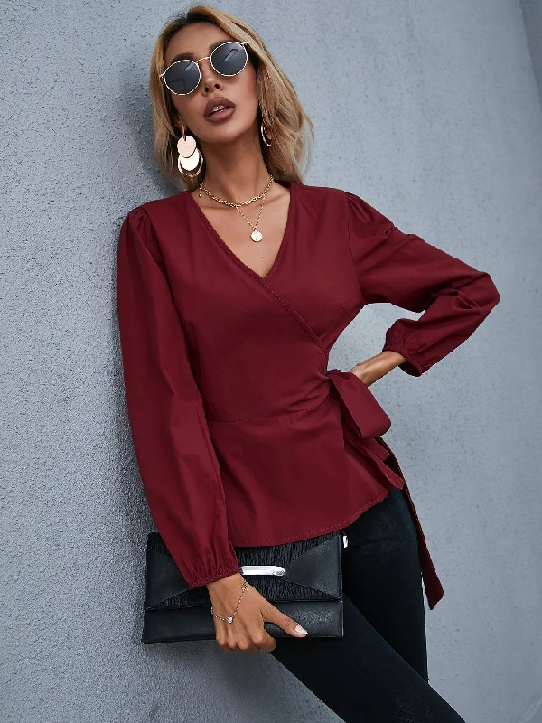 KittenAlarm - Wrap Tie Side Blouse