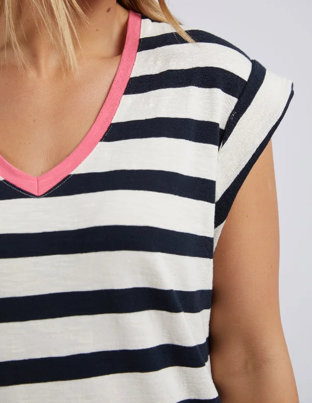 Elm Sunny Tee Dress Navy White Stripe