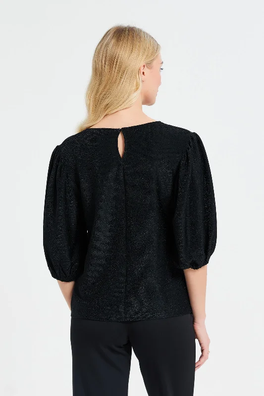 Woman Black Embellished Blouse