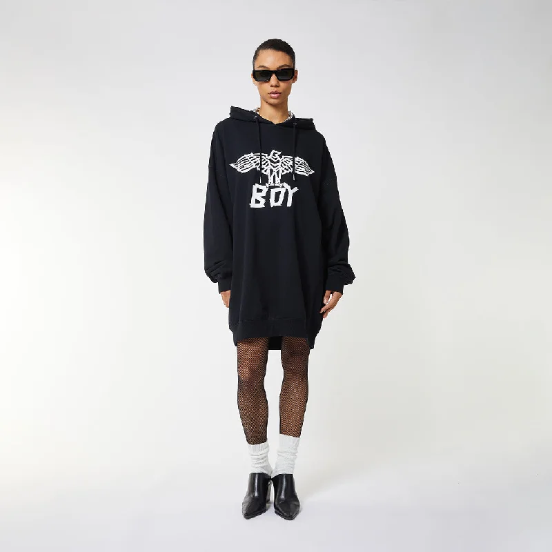 BOY TAPE EAGLE HOODIE WOMENS - BLACK