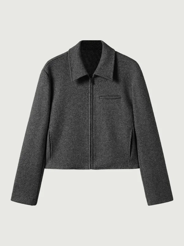 Cashmere-like Full-Zip Cropped Jacket