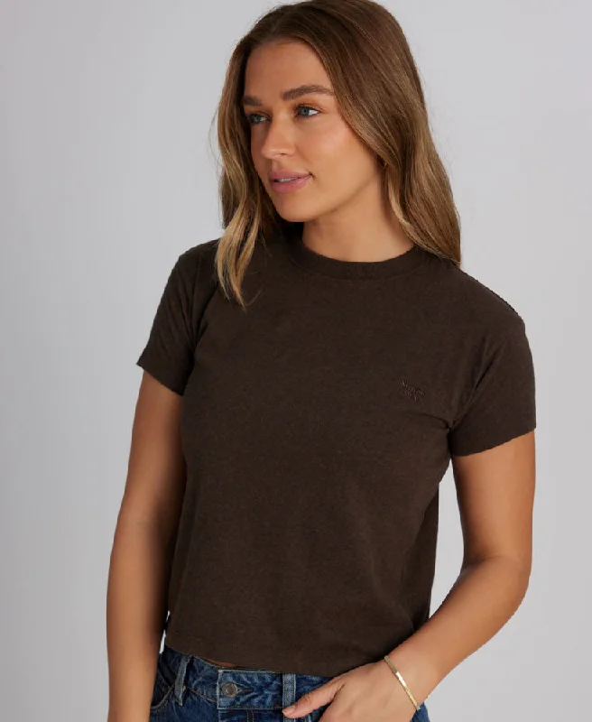 Essential Logo 90's T Shirt | Dark Chocolate Brown Marle