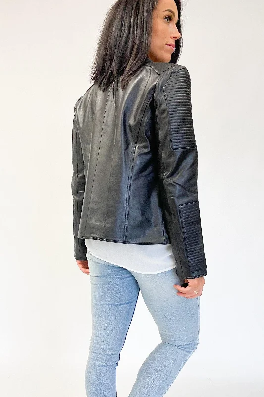 Federation Knew Leather Jacket Black