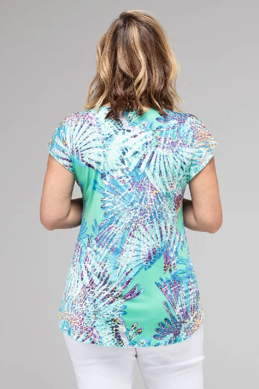 Island Print Short Sleeve Jersey Top