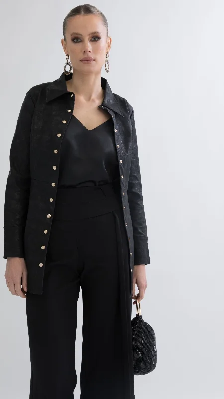 Jessie Faux Leather Shirt/Jacket - Black