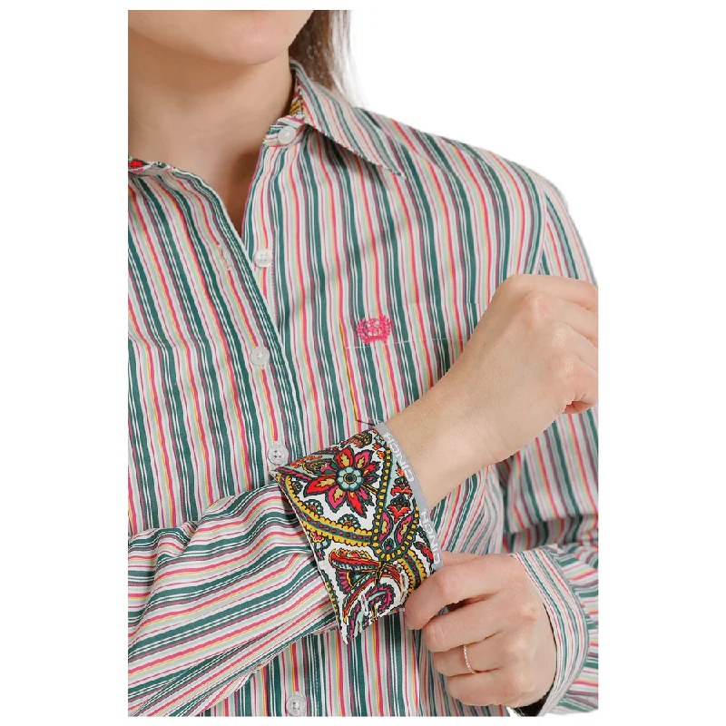 MSW9164199 Cinch Women's Long Sleeve Striped Western Button Shirt - Multicolor