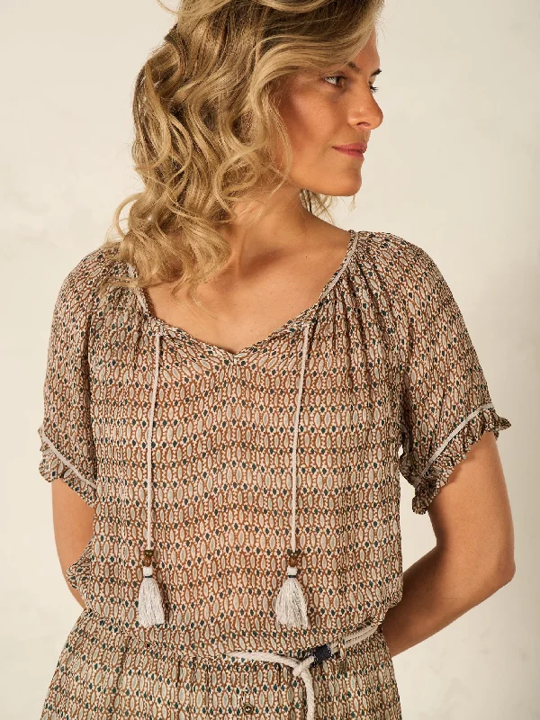 Nile Short Sleeve Chiffon Blouse