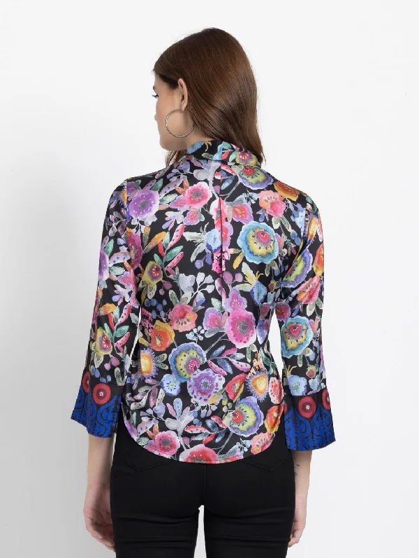 Painterly Cinched Shirt Jacket