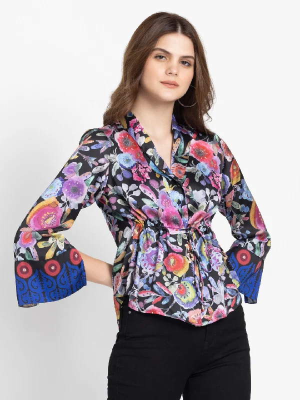 Painterly Cinched Shirt Jacket