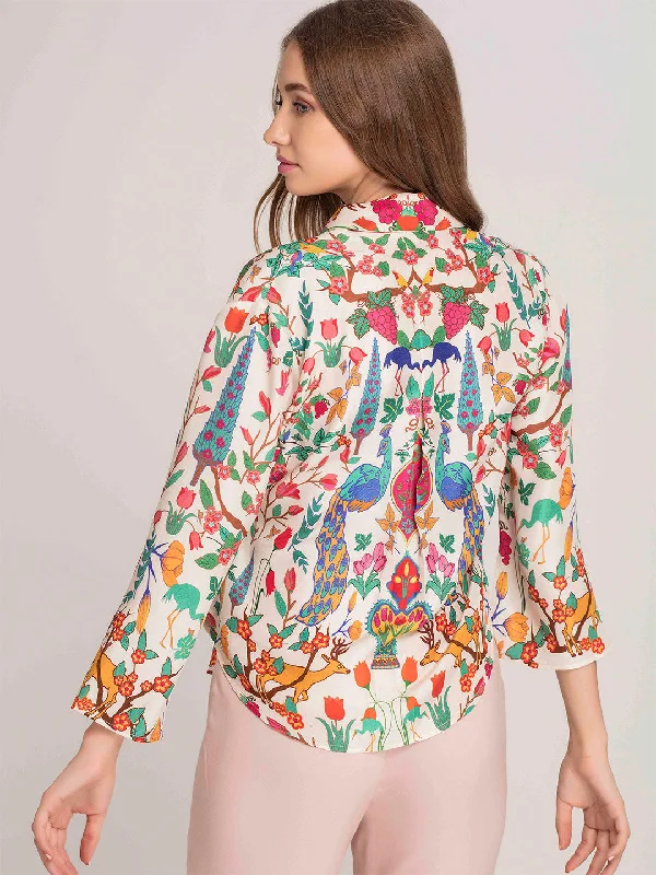 Peacock Cinched Shirt Jacket