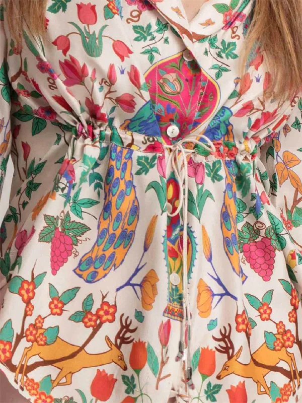 Peacock Cinched Shirt Jacket