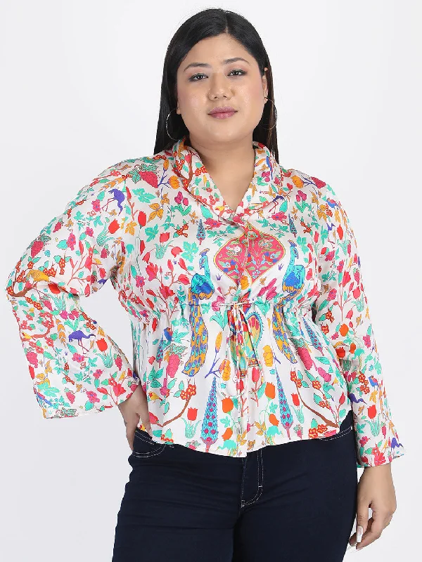 Peacock Cinched Shirt Jacket