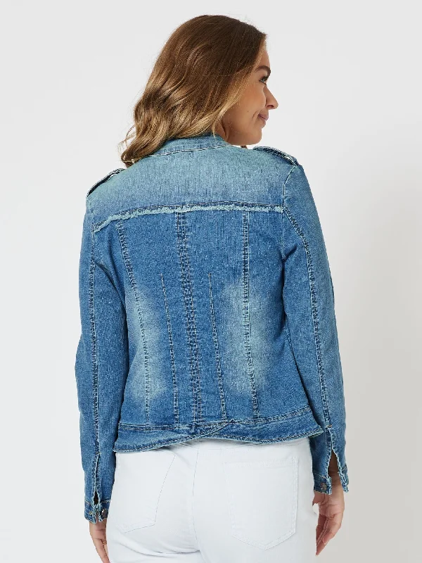 Threadz Military Denim Jacket Denim