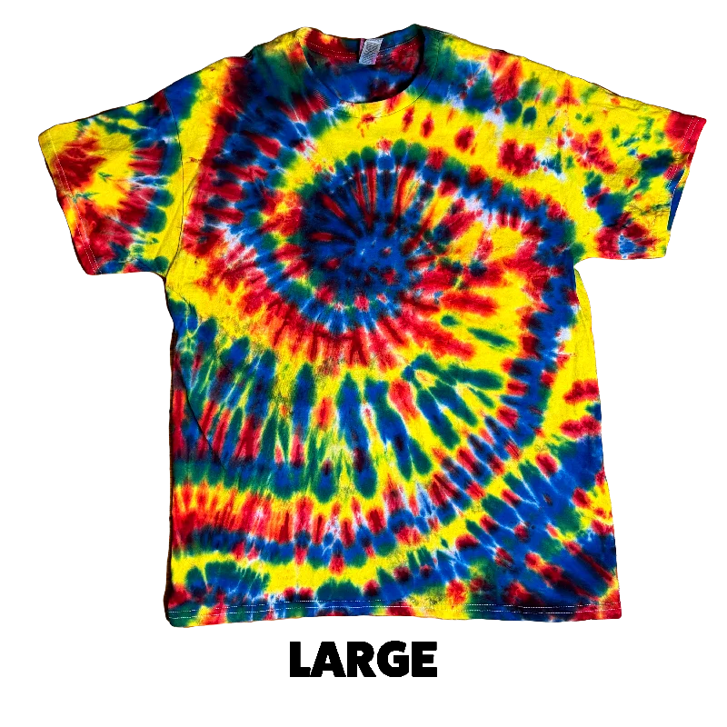 Tie Dye T-Shirt - Crayon Box Rainbow Spiral LARGE