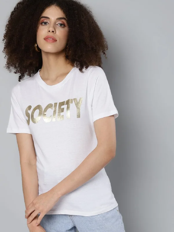 White SOCIETY Print T-Shirt