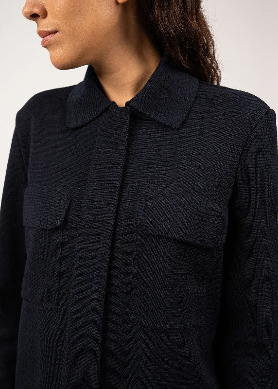 CROZON - Workwear-style Ponte Knit Jacket for Women| 100% Wool (NAVY)