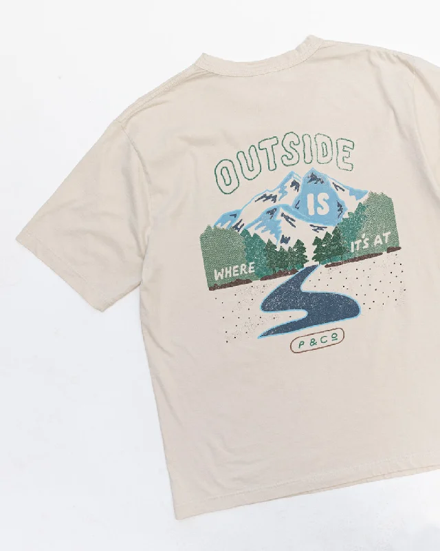 Outside Is Where It's At T-Shirt - Bone