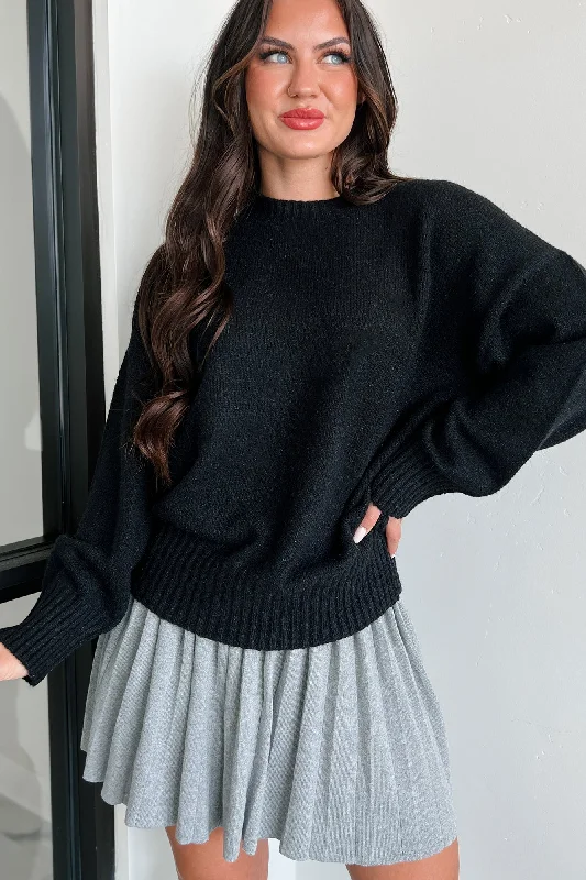 Reed Oversized Crewneck Sweater (Black)