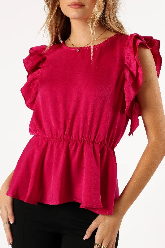 Amelia Ruffle Top - Fuchsia