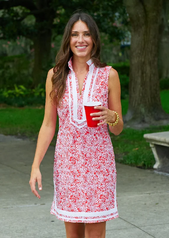 Fiery Red Game Day Sleeveless Tunic Dress