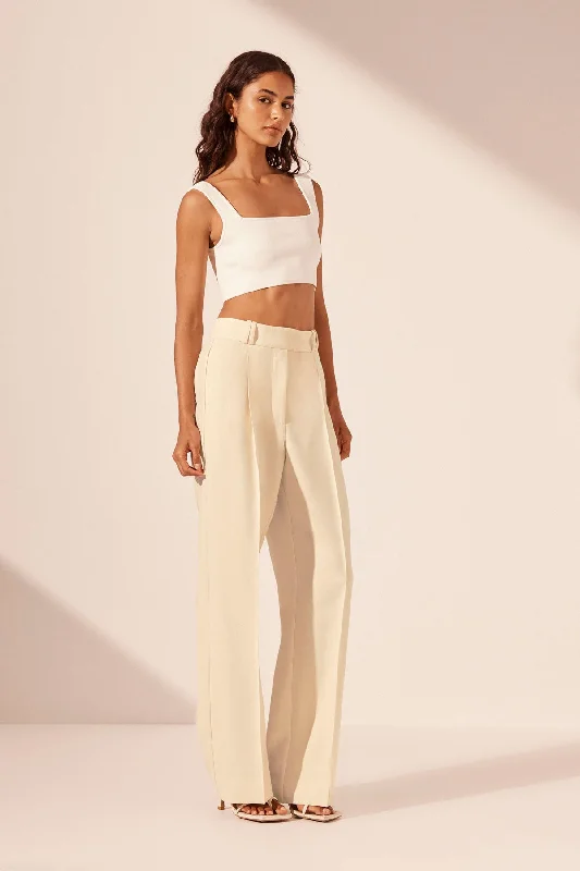 BASIC SQUARE NECK CROP TOP - IVORY