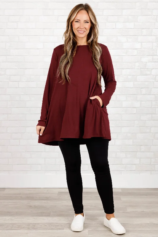 Be Honest With Me Tunic, Dark Burgundy