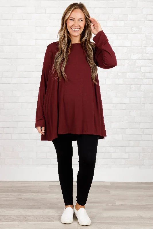 Be Honest With Me Tunic, Dark Burgundy