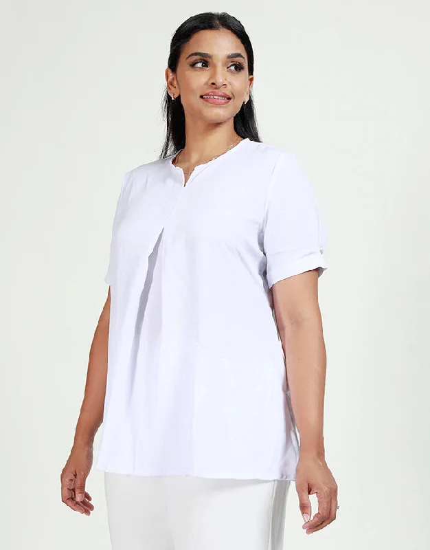 Box Pleated Blouse in Short Sleeves