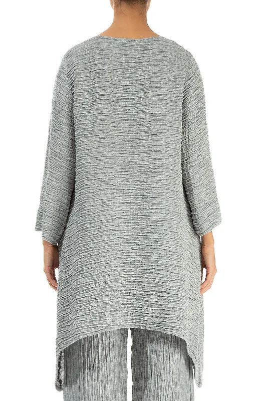 Dropped Edge Sage Crinkled Silk Tunic