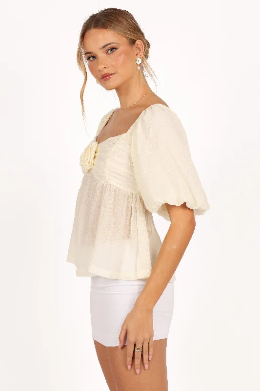 Emerson Rosette Top - Ivory