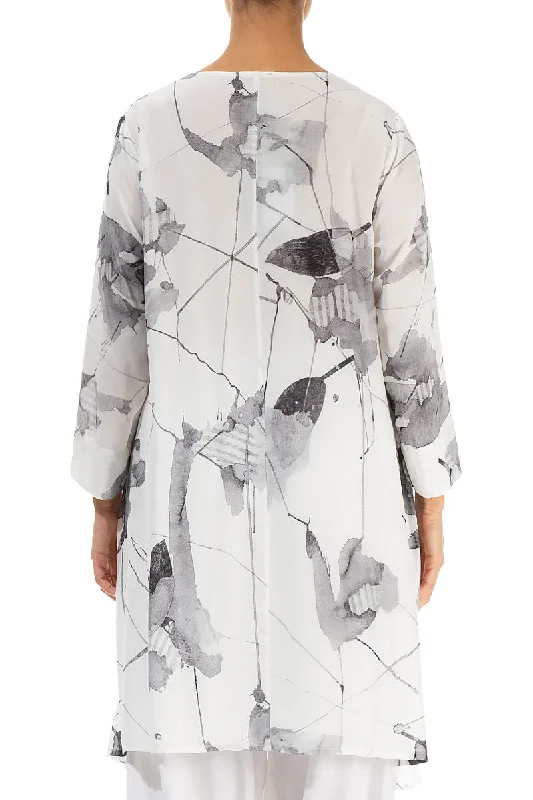 Flowy White Mirage Silk Bamboo Tunic