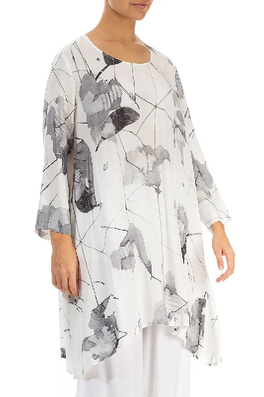 Flowy White Mirage Silk Bamboo Tunic