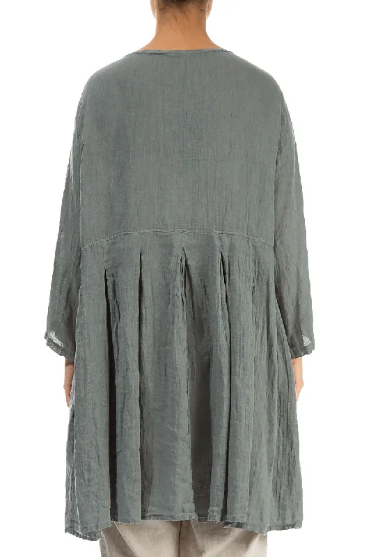 Gathered Sage Gauze Linen Tunic