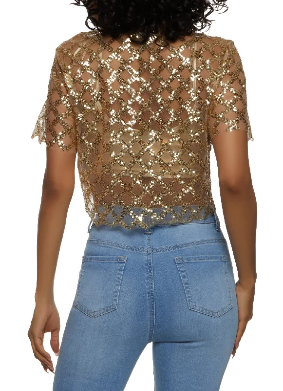 Tulle Sequin Crop Top