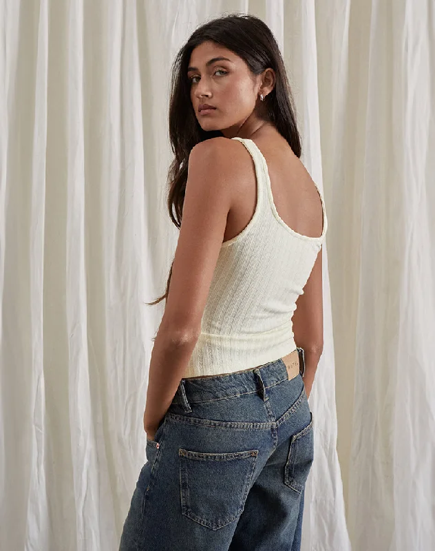 Kalinda Vest Top in Pointelle Ivory