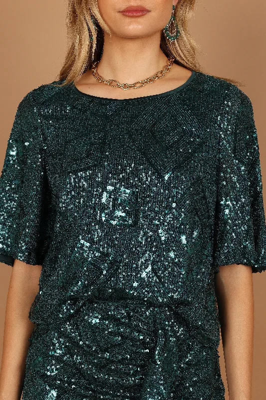 Lana Sequin Top - Hunter Green