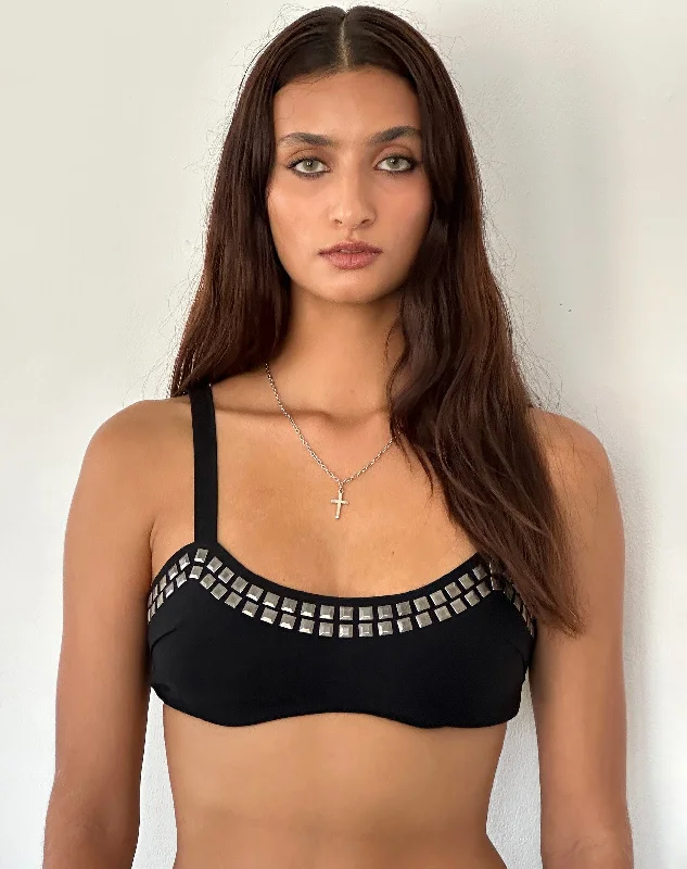 Liu Studded Bralette in Black Tailoring