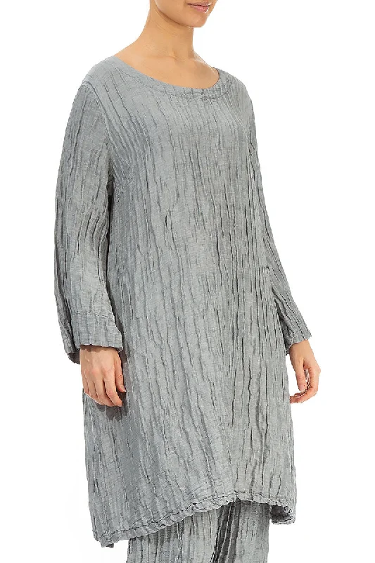 Loose Crinkled Sage Silk Tunic