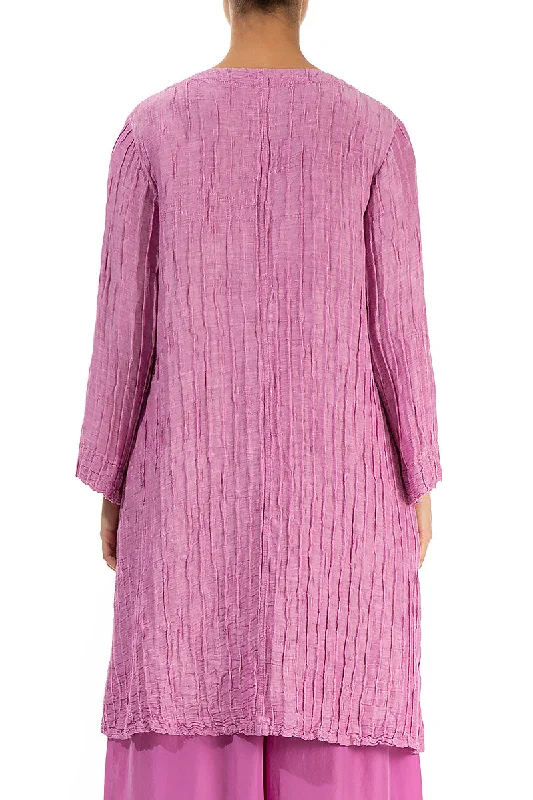 Loose Crinkled Wild Berry Silk Tunic