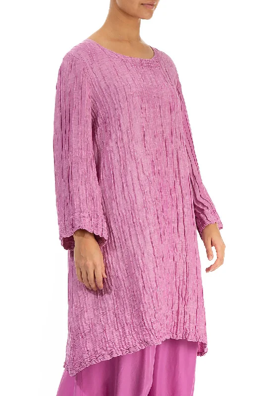 Loose Crinkled Wild Berry Silk Tunic